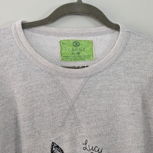 Bonz Heather Gray Cat Graphic Sweatshirt - Picture 3 of 7